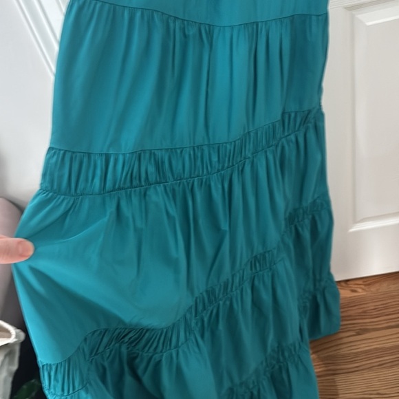 Express Teal Maxi Dress strapless, tiered size medium - Picture 4 of 6